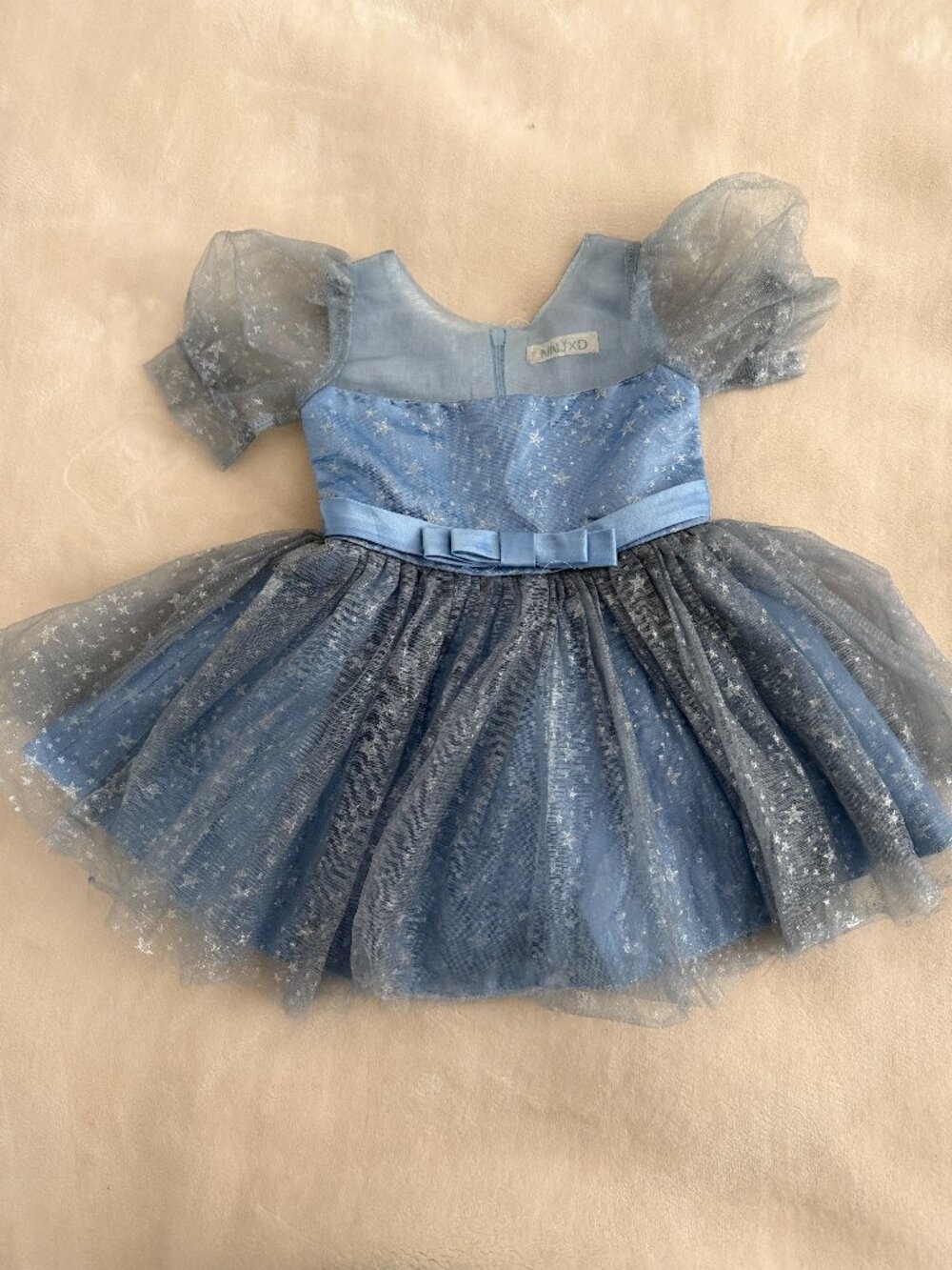 Girls Blue Star Tulle Dress 3T 4T Puff Sleeve Party Princess Dress